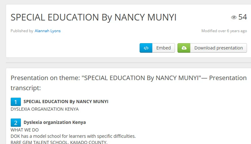 Presentation on theme: SPECIAL EDUCATION By NANCY MUNYI – Presentation Transcript