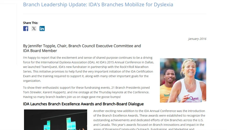 Branch Leadership Update: IDA’s Branches Mobilize for Dyslexia